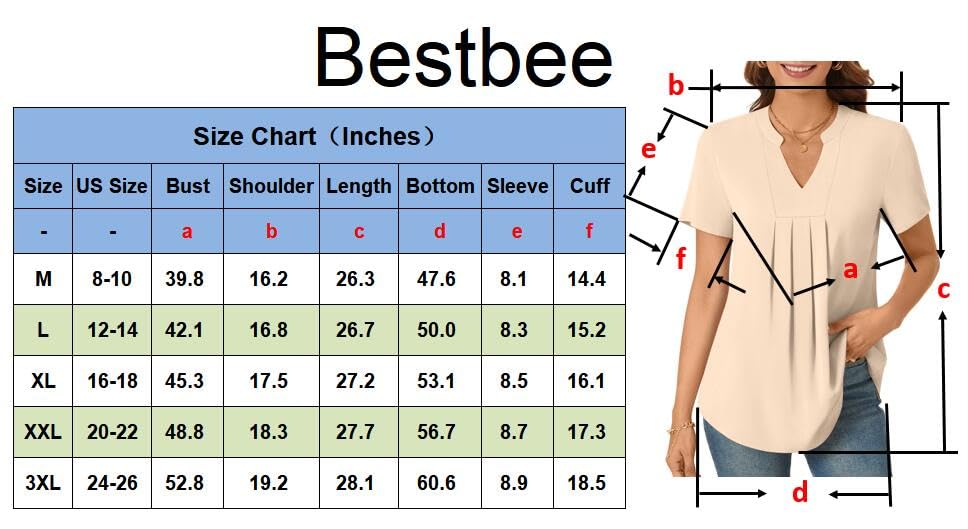 Bestbee Womens Short Sleeve Tunic Tops Notch V Neck 2024 Summer Shirts Dressy Chiffon Blouses Casual T-Shirts, M, Flower Multiple Orange