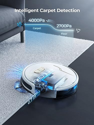 Laresar Robot Vacuums and Mop Combo, 4000Pa Strong Suction, Robotic Vacuum Cleaner with Auto Carpet Boost, Self-Charging, App&Remote&Voice Control, Super-Slim, Ideal for Pet Hair(Evol 3s)