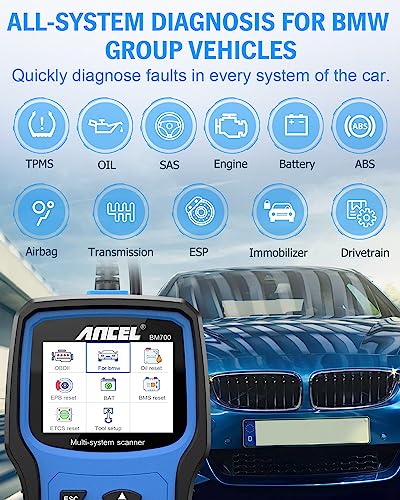 ANCEL BM700 Fit for BMW OBD2 Scanner - Full System Diagnostic Scan Tool with All Reset Services, Battery Registration Tool for BMW Mini Cooper Code Reader, Enhanced CBS Reset/Correct, EGS, CAS Reset