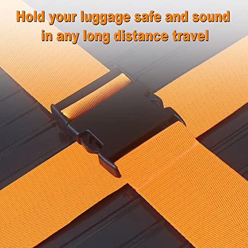 Luggage Straps for Suitcases TSA Approved Travel Belt 4 Pack by Chelmon (01 Orange)