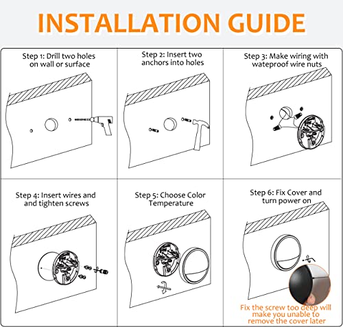 CLOUDY BAY [6 Pack] 3CCT Low Voltage LED Deck Lights Outdoor,2700K/3500K/5000K Selectable,Landscape Step Stair Railing Fence Light Wired,3W,12V-24V AC/DC,Bronze