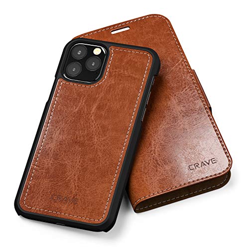 iPhone XR Leather Wallet Case, Crave Vegan Leather Guard Removable Case for Apple iPhone XR (6.1 Inch) - Black