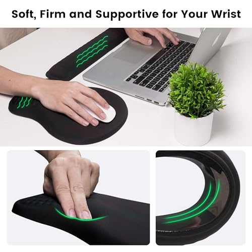 Mekass Ergonomic Mouse Pad and Keyboard Wrist Rest Set, Super Soft Memory Foam Desk Wrist Support Cute for Computer Keyboard, Non-Slip Arm Rests Cushion for Typing Gaming Office Laptop Mac (Purple)