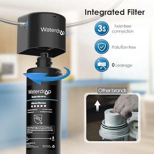 Waterdrop 15UA Under Sink Water Filter System, Reduces Lead, Chlorine, Bad Taste & Odor, Under Counter Water Filter Direct Connect to Kitchen Faucet, NSF/ANSI 42 Certified, 16000 Gallons, USA Tech