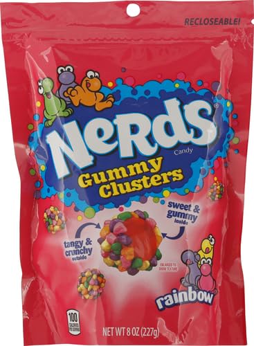 Nerds Gummy Clusters Candy, Rainbow, Resealable 8 Ounce Bag