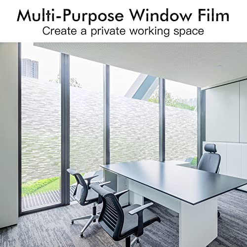 Haton Window Privacy Film, Frosted Glass Window Film, Static Cling UV Blocking Removable Window Clings, Opaque Window Stickers, Vinyl Window Coverings for Home Office, Non Adhesive 29.5 x 157.4 Inches