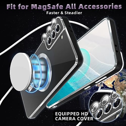 DNTMZIN Magnetic for Samsung Galaxy S21 Ultra Case, [Camera Lens Protector] Plating Anti-Scratch Slim Thin Case Cover for Men Women,9-S21U-Black