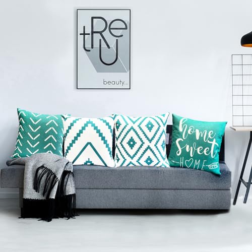 Decorative Throw Pillow Covers 18x18 Inch Orange Pillow Covers for Couch Sofa Living Room Bedroom car,Farmhouse Outdoor Throw Pillow Cover,Modern Geometric Linen Square Throw Pillow Case Set of 4