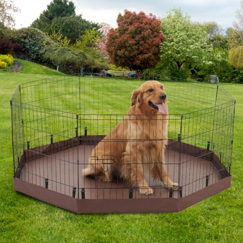 PJYuCien Dog Playpen Mesh Top Cover, Fits 24 Inch 8 Panels Regular Octagon Metal Exercise Pet Playpen, Adhesive Tape Connections, Blue (Note: Cover Only, Playpen Not Included !!!)…