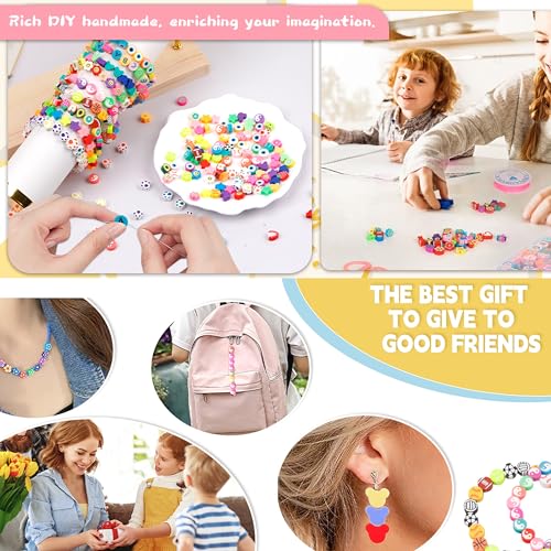 GMMA Flower Polymer Clay Beads Bracelet Making Cute Fun Spacer Beads for Jewelry Making, 180pcs Beads for Necklace Bracelets Earrings Key Chains Making DIY Accessories for Women