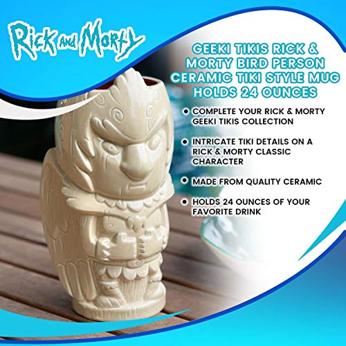 Geeki Tikis Rick & Morty Bird Person Mug | Official Rick & Morty Tiki Style Ceramic Mug | Holds 24 Ounces