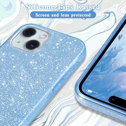 MATEPROX Compatible with iPhone 15 Case Bling Sparkle Cute Girls Women Protective Cases Cover for iPhone 15 6.1" 2023-Blue