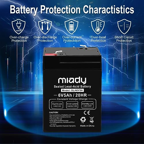 Miady 6V 5Ah Rechargeable Sealed Lead Acid Battery(1 Pack)