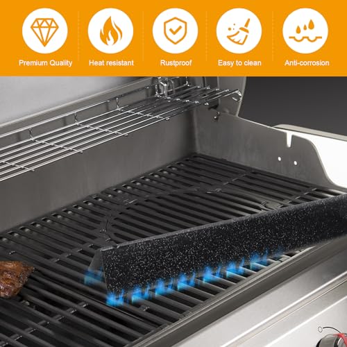 WEBROIL 17.5 Inch Flavorizer Bars and Heat Deflector Replacement Parts for Weber Genesis 300 Series E/S/EP/CEP-310 320 330 with Front Control Knobs, Porcelain Enamel Grill Parts for Weber 7622 7620