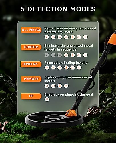 SUNPOW Metal Detector for Adults Professional - Waterproof Higher Accuracy 5 Modes Gold Detector with Strong Anti-Interference, Advanced DSP Chip, 11" Detection Depth Metal Detectors - OTMD09