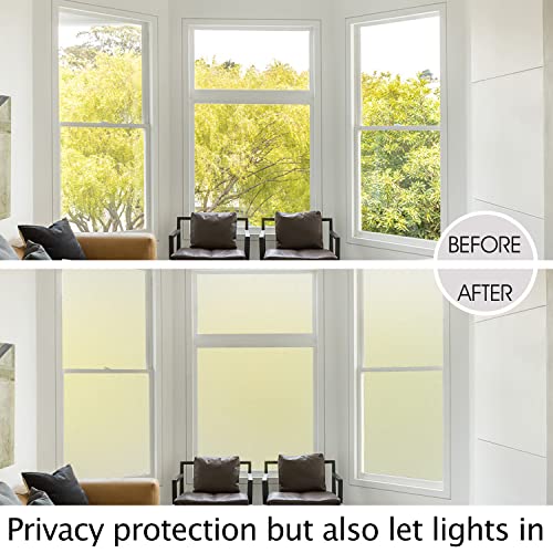 HIDBEA One Way Privacy Window Film, Daytime Mirror Reflective Heat Control UV Sun Blocking Non-Adhesive Static Cling Window Tint for Home and Office (Brown-Silver, 29.5 Inch x 6.5 Feet)