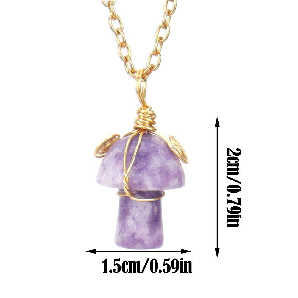 Rose Quartz Crystals Cute Mushroom Necklace for Women Teen Girls Trendy, Gold Plated Dainty Healing Chakra Preppy Necklaces Aesthetic