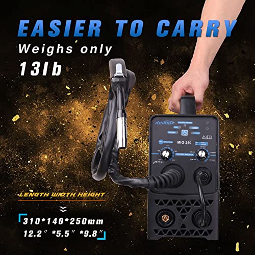 Redbo MIG-250 Gas/Gasless/Lift TIG/ARC 4 in 1 Multiprocess 130Amp Mig Welder,110V Household Small Pure Copper ARC MMA Stick Welder,Automatic Wire Feeding MIG Welding Machine