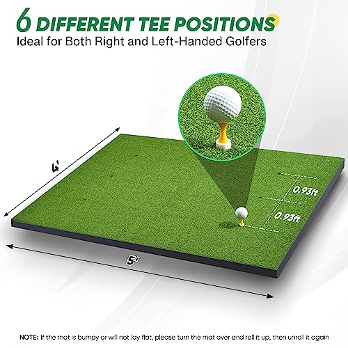 OYN Golf Mat, 5x4ft Artificial Golf Hitting Practice Mat for Outdoor & Indoor Training, Thicken Golf Turf Training Matt with 9 Golf Balls 9 Golf Tee for Backyard