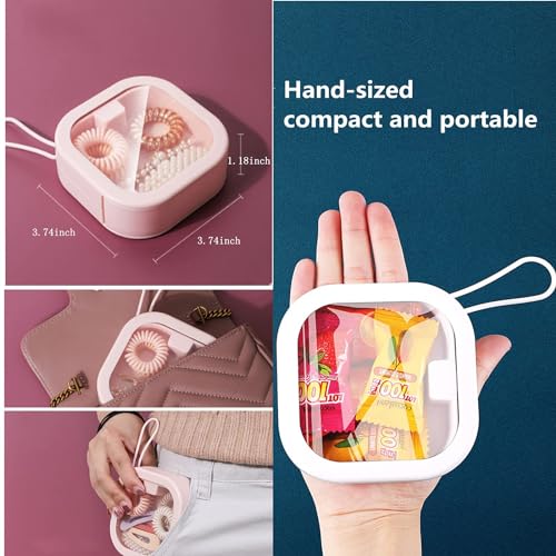 REVAXUP 2pcs Hair Tie Organizer Boxes,Small Portable Holder Can Be Stackable Or Hung On The Wall,Best for Ties Storage or Small Items on Desktop, Pink&White