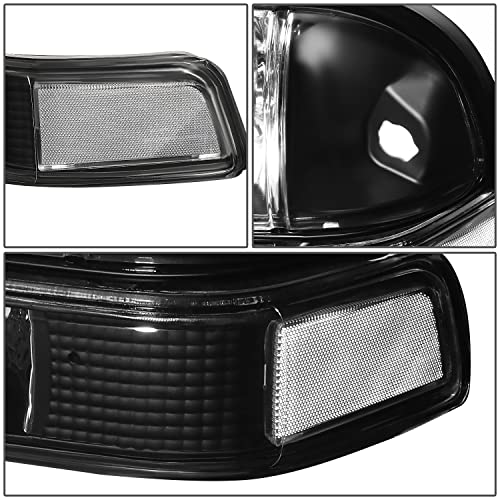 DNA MOTORING HL-OH-S10984P-BK-CL1 Black Housing Clear Corner Headlights Replacement For 98-04 Blazer S10