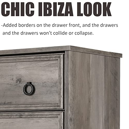 LGHM Modern 4 Drawer Dresser, Dressers for Bedroom, Tall Chest of Drawers Closet Organizers and Storage for Clothes - Easy Pull Handle, Textured Borders Drawers for Living Room, Hallway, Gray