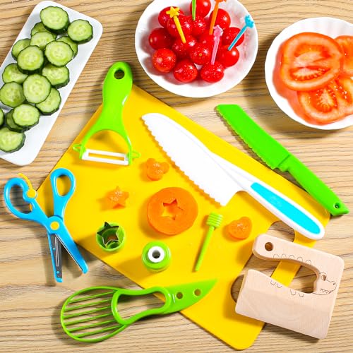 Kids Knife Set for Real Cooking: 40 Pcs Montessori Kitchen Tools for Toddlers, Gifts Toy for 2 3 4 5 6 7 8 9 10 Year Old Boys Girls Birthday Christmas