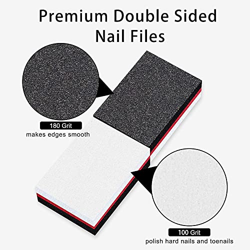 CGBE Nail Buffer Mini Block File 180/100 Grit Sandwich Washable Manicure Tools for Nail Care 50 Pcs (Black-White)
