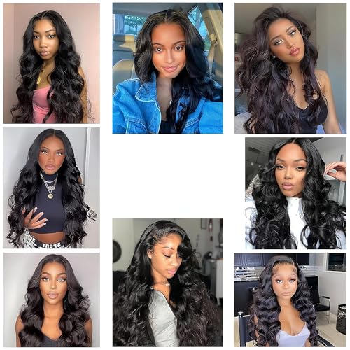 Body Wave Bundles Human Hair (28 30 32 34 Inch,4 Bundles Human Hair) Unprocessed Human Hair Bundles Double Weft Weave Brazilian Body Wave Human Hair Bundles Natural Color Hair Extensions