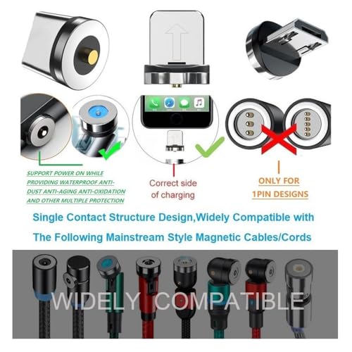 Raosky Magnetic Charging Tips 2in1 10pcs, 360° Rotate tips for iOS/Micro Ports Series,Just Magnetic Tips/Plugs to Charging/Water-dustproof/antioxidant without Cord&Non-Data ((Micro+lPhone) 10PCS)