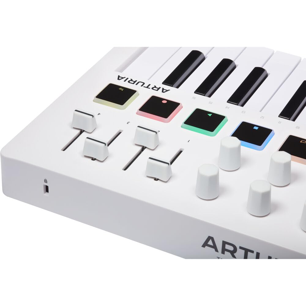 Arturia MiniLab 3 Compact MIDI Keyboard and Pad Controller (White) Bundle with 6ft MIDI Cable & Cleaning Cloth (3 Items)