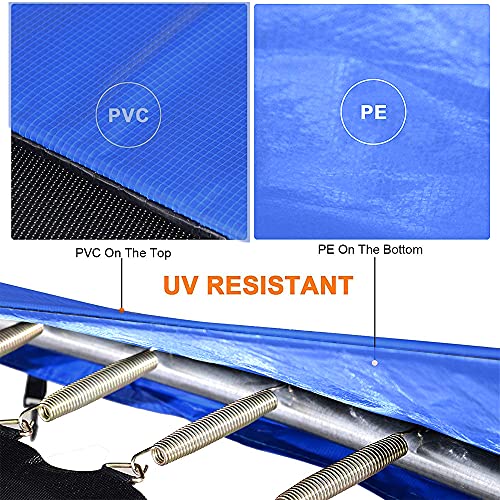 Trampoline Replacement Pad Safety Spring Cover, No Holes for Pole, Universal Fits for 10ft Frames, Waterproof Trampoline Accessories Spring Pad Blue