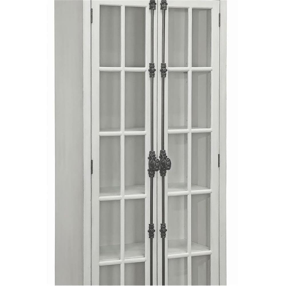 Coaster Furniture 2-Door Curio Cabinet Antique White and Clear 910187