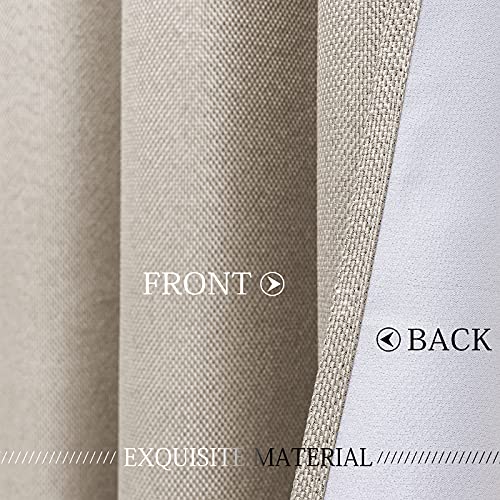 MIULEE 2 Panels Linen Curtains 72 Inches Long Light Grey Blackout Curtain Panels for Bedroom/Living Room Curtain Drapes Thermal Insulating Texture Grommet Top -Clay