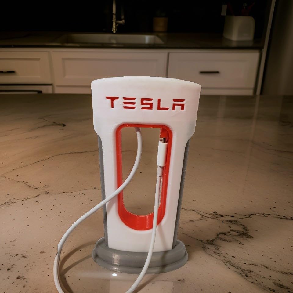 REZA MANUFACTURING Tesla Desktop Supercharger Replica Charging Station, Preassembled Supercharger Station - USB-C for Android and iPhone (USB-C Cable Included) for Tesla Enthusiasts (Made in USA)