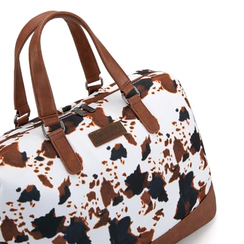 Wrangler Travel Duffle Bag for Women Oversized Cow Print Weekender Bag Overnight Bag WG133-5110BK