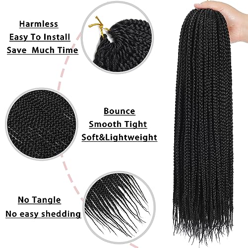 Box Braid Crochet Hair 7 Packs 20 Strands/Pack Crochet Box Braids Pre Looped Ombre Crochet Hair for Women (14 inch, 1B)