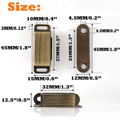 Cabinet Door Catch with Strong Magnetic, 1.2mm Thickness Furniture Latch 10 lbs, Bronze (Pack of 2)