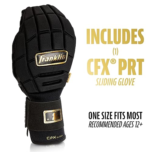 Franklin Sports MLB Baseball + Softball Sliding Mitt - CFX PRT Adult Protective Baserunning Sliding Glove - Left + Right Hand Mitt - Hand + Wrist Protector for Running - Black + Gold - One Size