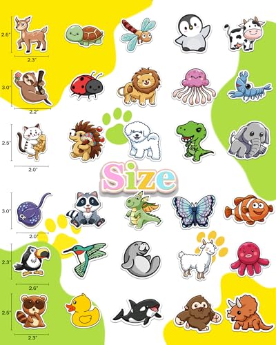 100 PCS Animal Stickers for Kids, Waterproof Kawaii Stickers Water Bottle Laptop Phone Case Scrapbooking, Animal Birthday Party Kawaii Gift Thing Stuff Item Boy Girl