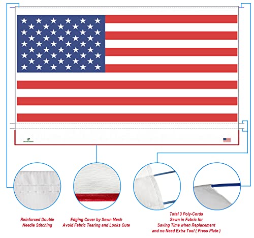 Tentproinc RV Awning Fabric Replacement 9'3''(Fit for 10' Awning) Camper Trailer Awning Fabric Super Heavy Vinyl Coated Polyester -USA Flag (Custom Look) Innovated 5 Year Weathering