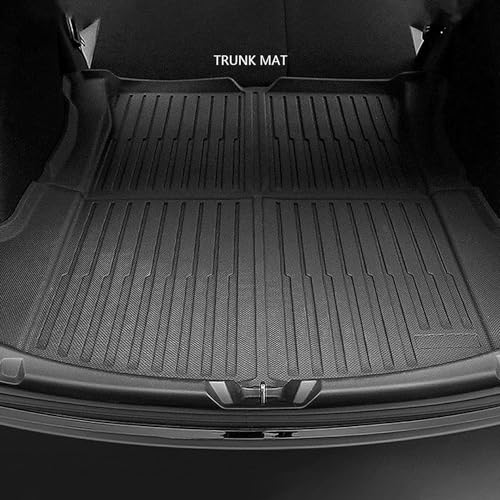 Maysoo Floor Mats for Tesla Model 3 2023-2017 TPE All-Weather Cargo Liner and Rear Cargo Trunk Floor Mats Interior Accessories (4-Piece Set)