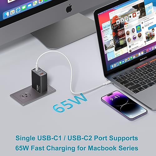 USB C Charger Block, Agtray 3-Port 65W Type C Super Fast Charging PD/PPS Wall Charger Plug Power Adapter Brick Compatible for iPad MacBook Pro Air, iPhone 15 14 13 Pro Max, Samsung Galaxy S24 S23 Tabs