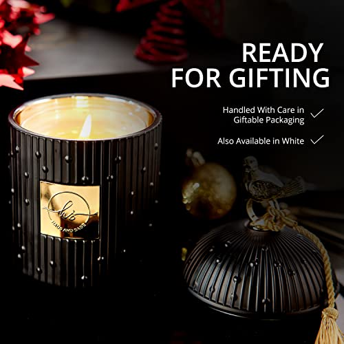 Luxury Scented Candles Gift Set for Women - Candle Holder + 2 x 8.5oz Premium Scented Candles for Home + Wick Trimmer - 110+ Hours Burn Time - Paraffin-Free - 4 pcs