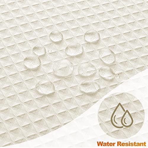 MISS SELECTEX Waffle Weave Fabric Shower Curtain for Bathroom and Bathtubs - Spa, Hotel Shower Curtain Luxury Bathroom Curtain, Heavyweight 230 GSM, Water Repellent, Washable(48Wx72H, Beige)