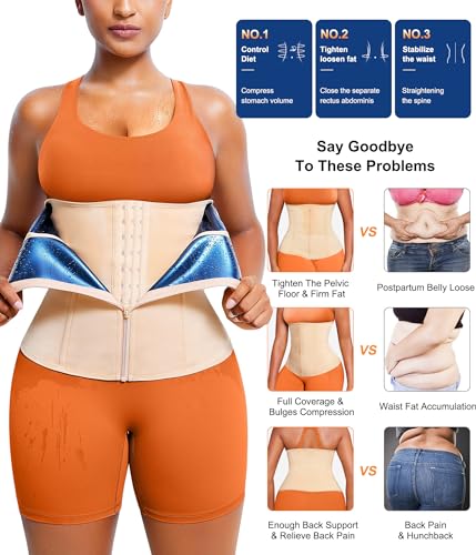 TrainingGirl Women Waist Trainer Trimmer Corset Weight Loss Tummy Wrap Workout Belt Sweat Belly Band Sports Girdle Sauna Suit
