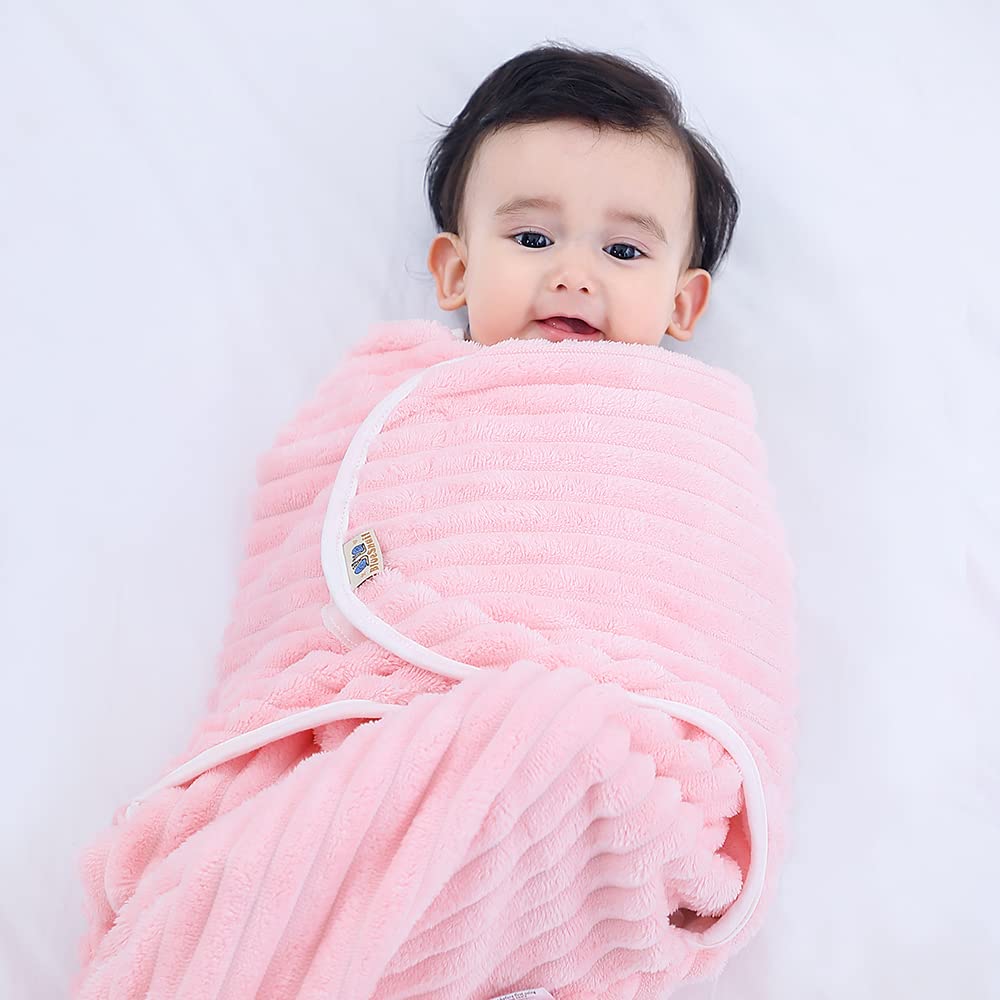 BlueSnail Newborn Baby Swaddle, Easy Wrap Receiving Blanket, Newborn present for Baby Girl (L,3-6 Months, Pink)