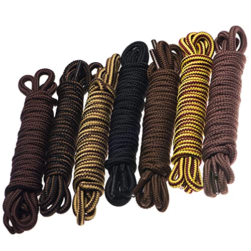 Birch 1/5" Thick Tough and Heavy Duty Round Boot Laces for Boots and Hiking Shoes. (45"(115cm)-S, Black/Brown)