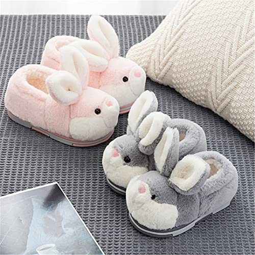 YILANLAN Women's Cute Bunny Animals Slippers Interesting Comfortable Furry Slippers Soft Plush Winter season Keep warm Home Slippers (4/4.5, Grey shoes, numeric_4)