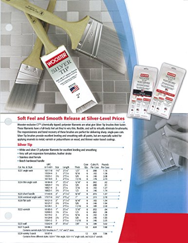 Wooster 5221-1 1/2 Silver Brush 5221-3 Tip Angle Sash Paintbrush, 1-1/2 Inch
